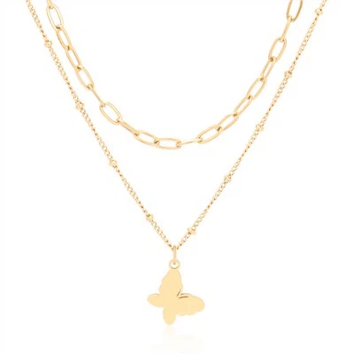 Ataş Zincir Katmanlı Kolye Kelebek Kolye