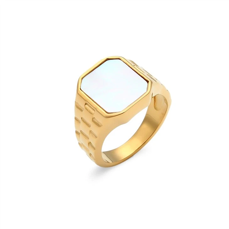 mother of pearl signet ring
