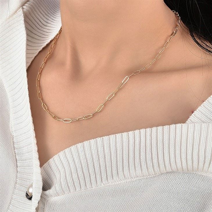 women's paperclip gold chain