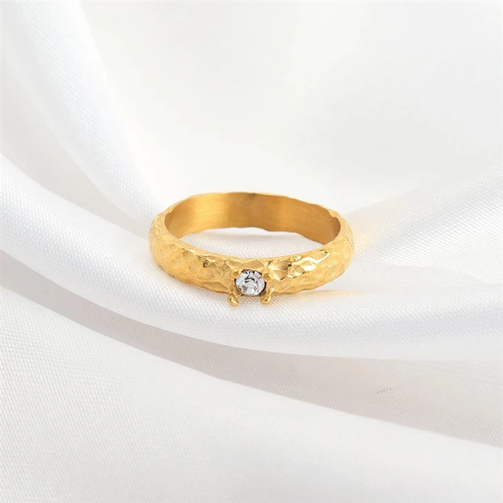 Stainless Steel Hammered Ring Band