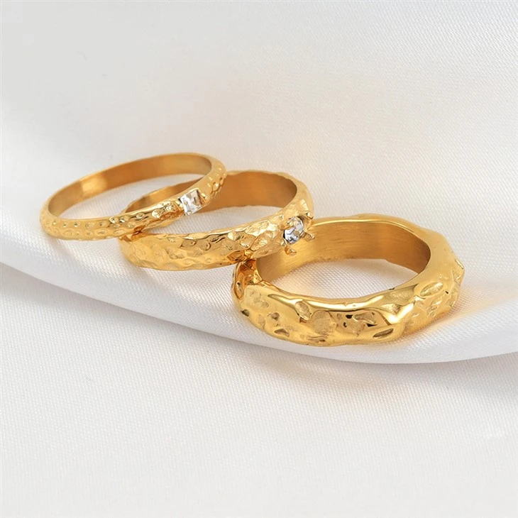 Stainless Steel Hammered Ring Band