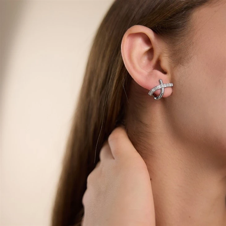 Elegant CZ Cross Hoops suppliers