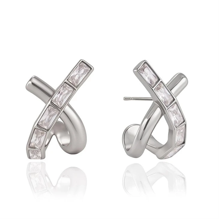 Elegant CZ Cross Hoops factory