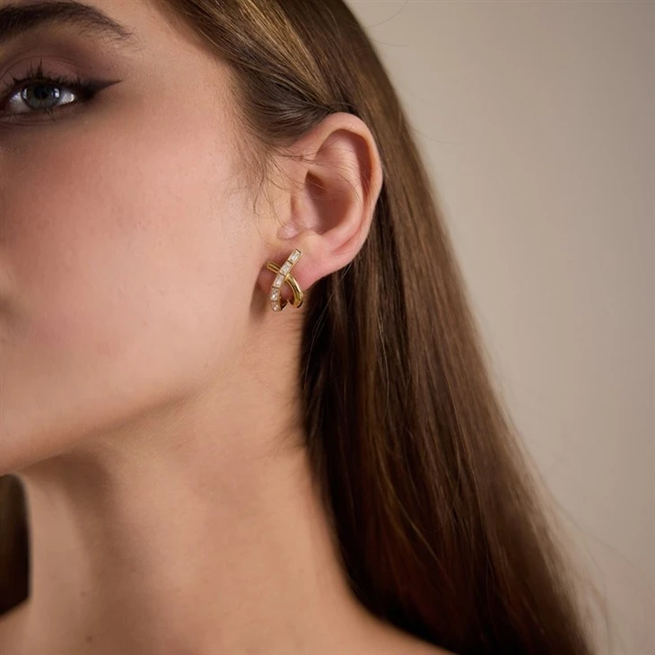 Elegant CZ Cross Hoops factory