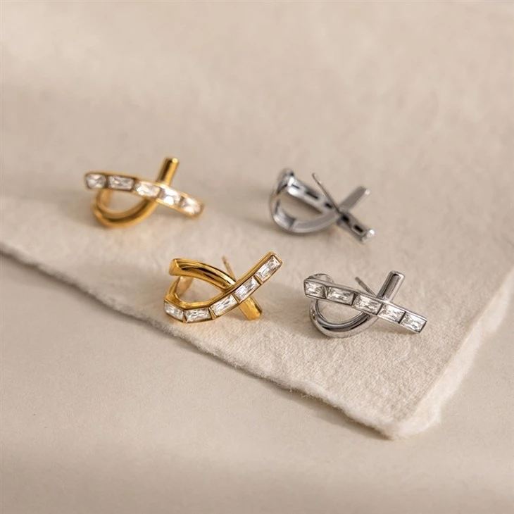 Elegant CZ Cross Hoops price
