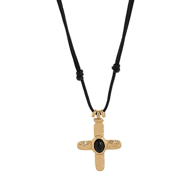 Natural Stone Cross Braided Rope Necklace price