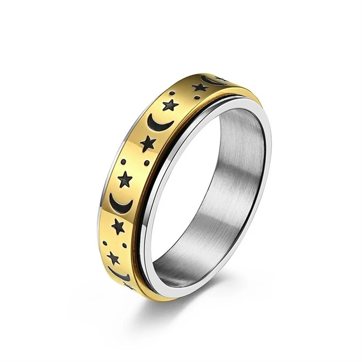 Star Moon Spinner Ring high quality
