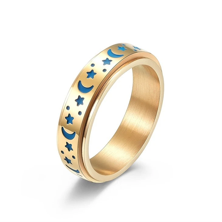 Star Moon Spinner Ring high quality