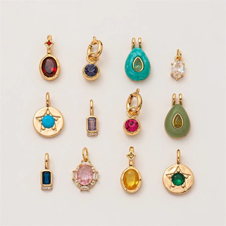 Vintage Natural Stone Stainless Steel Birthstone Charms suppliers